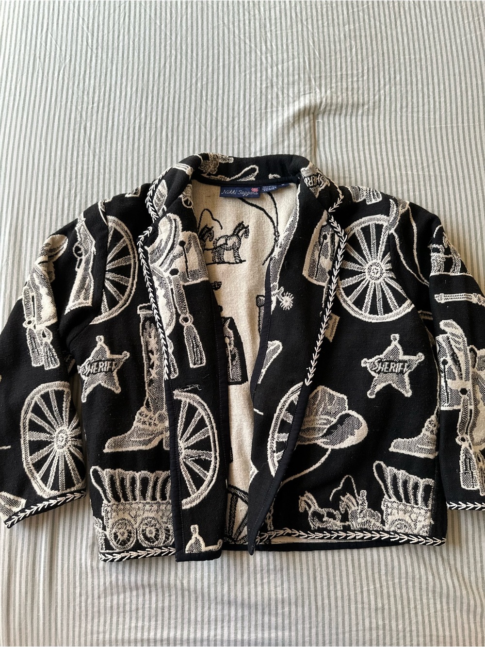 Vintage Black & Cream Western Print Jacket